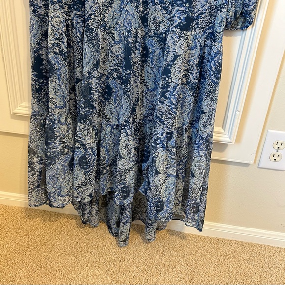 Joie Blue Parisian Paisley Watercolor Boho Dress Large Long Sleeve L - Picture 11 of 15
